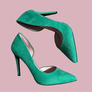 D Heart Kelly Green Cutout Stilettos High Heels Size 10